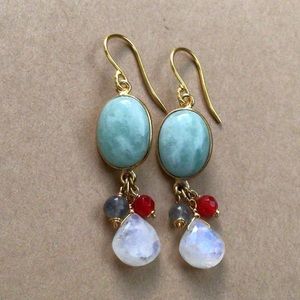 •MOON SHADOW• labradorite + amazonite mixed metal earrings
